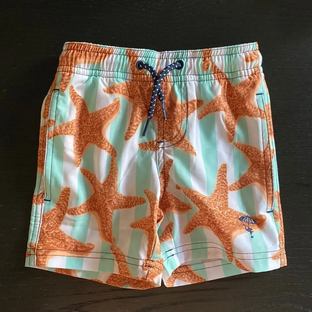 shade critters Kids Starfish Stripe Boys 4 Way Stretch Swim Trunks